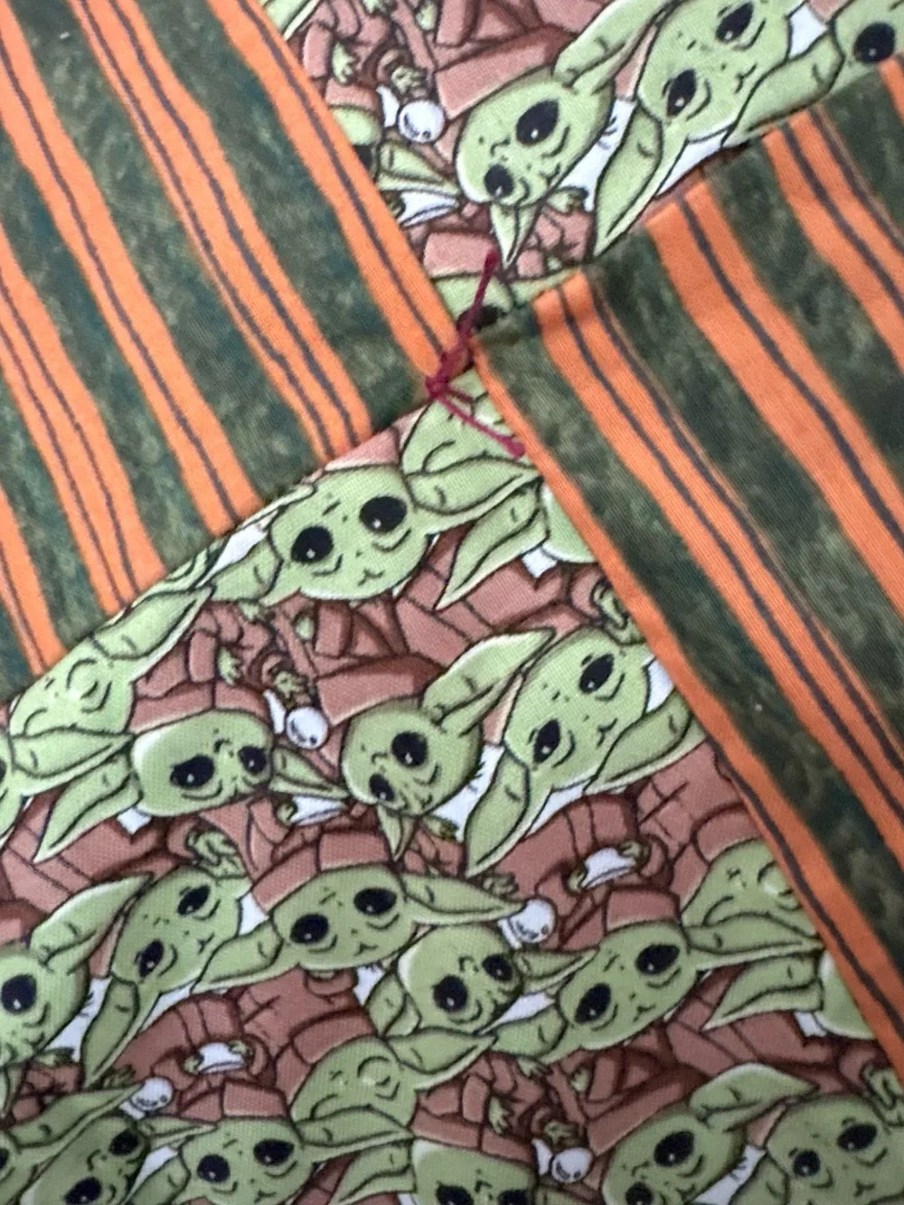 Starwars Baby Yoda Handmade Patchwork Quilt - Green and Brown Fleece 41x36”